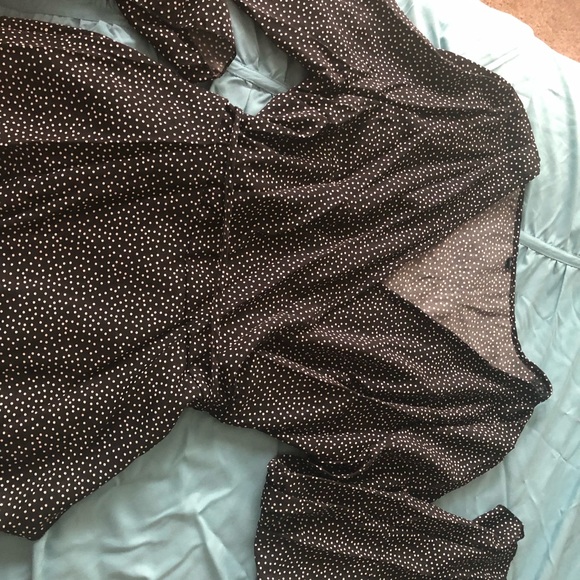 Polka Dot Wrap Top with Bell Sleeves, NWOT - Picture 3 of 5
